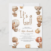 Het is een meisje neutraal baby dier Baby shower Kaart (Voorkant)