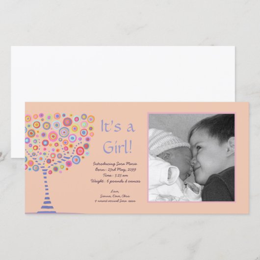 Het is een meisje Nieuwe Baby Aankondiging Gift Ph (Voorkant / Achterkant)