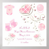 Het is een meisje Nieuwe Baby Geboorte Stats Aanko Poster (Voorkant)