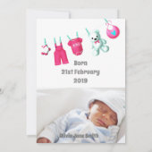 Het is een meisje! Nieuwe Baby – Roze Aangepaste F Aankondiging (Achterkant)