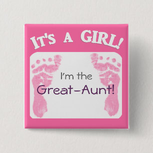 Het is een meisje! Nieuwe babyButton voor familiel Vierkante Button 5,1 Cm