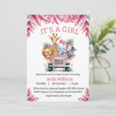 Het is een meisje oerwoud safari dieren baby showe kaart (Staand voorkant)