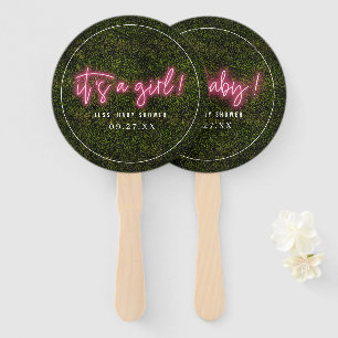 Het is een meisje Oh Baby roze neon Baby shower Handwaaier