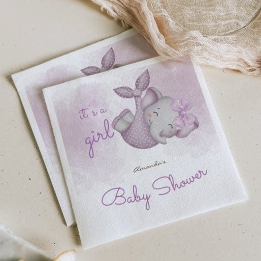 Het is een meisje olifant baby meisje douche servet