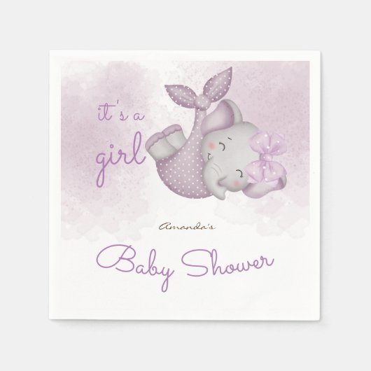 Het is een meisje olifant baby meisje douche servet (Voorkant)