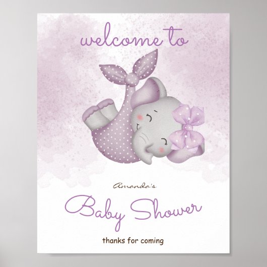 Het is een meisje olifant baby meisje douche welko poster (Voorkant)