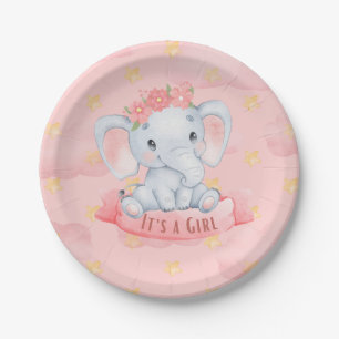 Het is een meisje olifant baby shower partij papieren bordje
