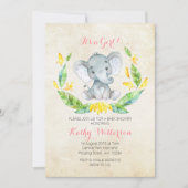 Het is een meisje olifant baby shower uitnodiging (Voorkant)