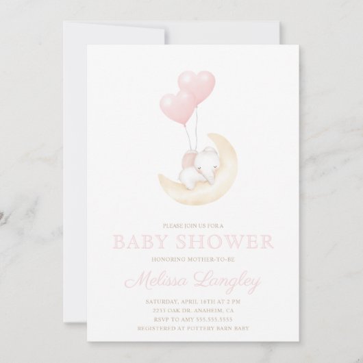 het is een meisje olifant roze ballon schattig Bab Kaart (Voorkant)