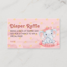 Het is een meisje olifant roze luier Raffle Ticket Informatiekaartje