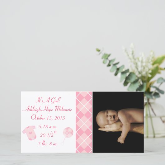 Het is een meisje... Onze edele kleine pareltje Aankondiging (Staand voorkant)