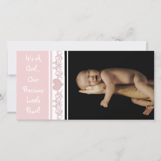 Het is een meisje... onze waardevolle kleine parel aankondiging (Voorkant)