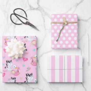 Het is een meisje Ooievaar Babyverpakkingspapieren Inpakpapier Vel