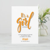 Het is een meisje oranje Aankondiging Kaart (Staand voorkant)