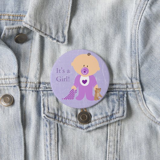 Het is een meisje Paarse Baby Button (In situ)