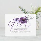 Het is een meisje paarse bloemen Baby shower uitno Kaart (Staand voorkant)