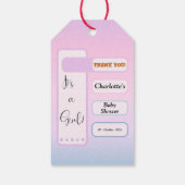 Het is een meisje! Paarse gradiënt Cute Baby Showe Cadeaulabel (Achterkant)