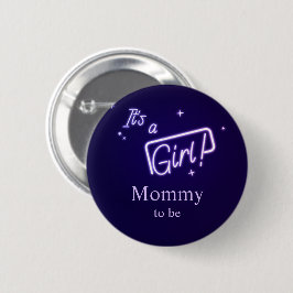 Het is een meisje! Paarse Neon Tekst Wordt mama Ronde Button 5,7 Cm