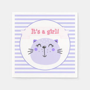 Het is een meisje Paarse staart Baby shower Servet