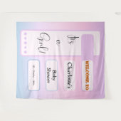 Het is een meisje! Paarse verloop-achtergrond met  Wandkleed (Voorkant (horizontaal))