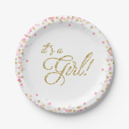 Het is een meisje Paper Borden Baby shower Pink Go Papieren Bordje