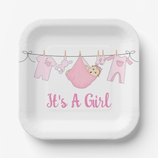 Het is een meisje papieren bordje (Voorkant)