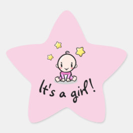Het is een meisje!, pasgeboren baby, ster-vormige  ster sticker