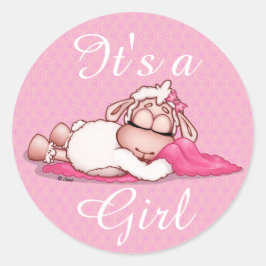 Het is een meisje personaliseren Baby shower roze  Ronde Sticker