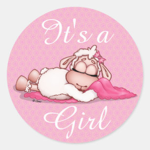 Het is een meisje personaliseren Baby shower roze  Ronde Sticker