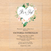 Het is een meisje perzik Baby shower acryl uitnodi Acryl Uitnodigingen (Voorkant)