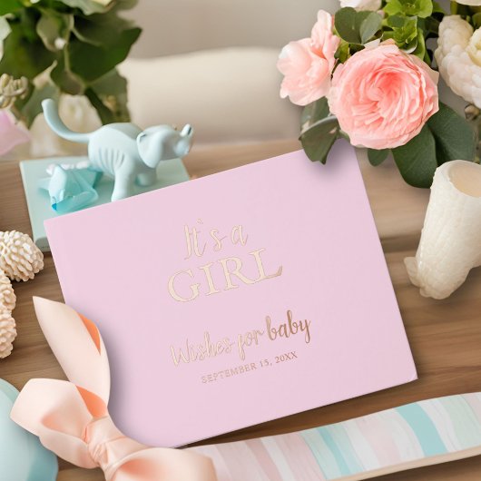 Het is een meisje Pink Baby shower Gold Foil Gastenboek