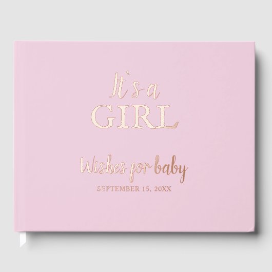 Het is een meisje Pink Baby shower Gold Foil Gastenboek (Voorkant)