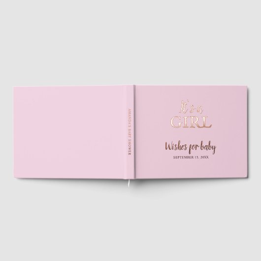 Het is een meisje Pink Baby shower Gold Foil Gastenboek (Volledig)