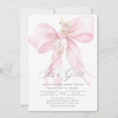 Het is een meisje Pink Bow baby meisje douche Kaart (Voorkant)