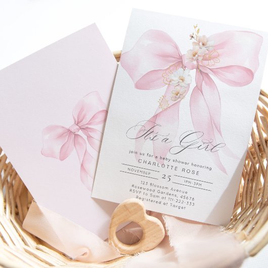 Het is een meisje Pink Bow baby meisje douche Kaart