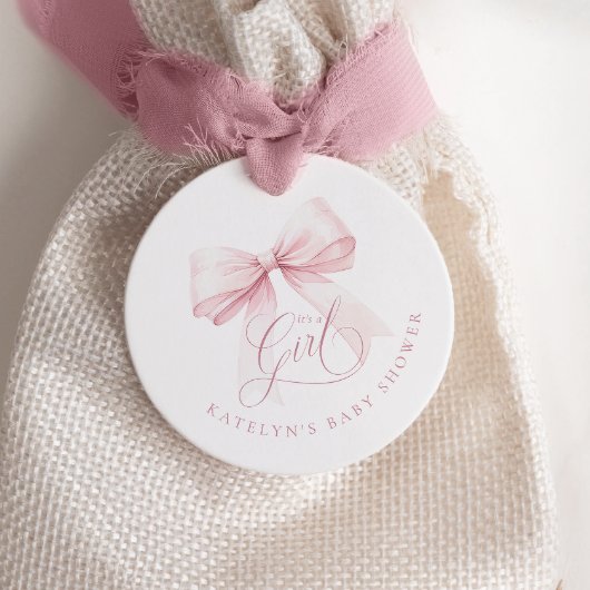 Het is een meisje Pink Bow Baby shower Bedankjes Labels