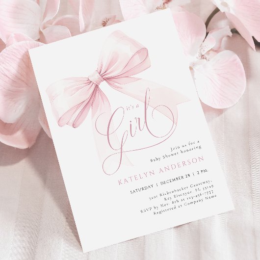 Het is een meisje Pink Bow Baby shower Kaart