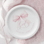 Het is een meisje Pink Bow Baby shower Papieren Bordje<br><div class="desc">Het is een meisje roze boog Baby shower papier Borden</div>