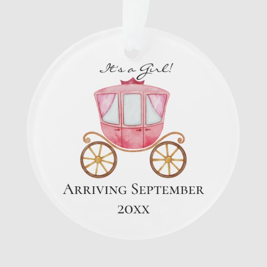 Het is een meisje! Pink Carriage Zwangerschapsaank Ornament (voorkant)