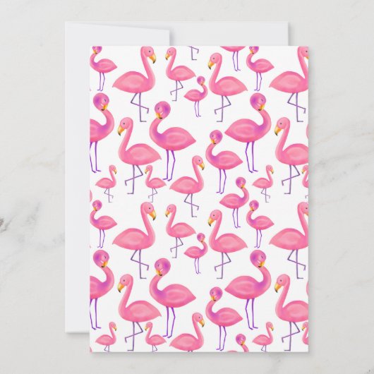 Het is een meisje | Pink Flamingo | Baby Shower Kaart (Achterkant)