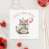 Het is een meisje Pink Fox Animal Theme Baby showe Servet (Insitu)