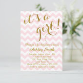 Het is een meisje Pink Glitter Chevron Kaart (Staand voorkant)