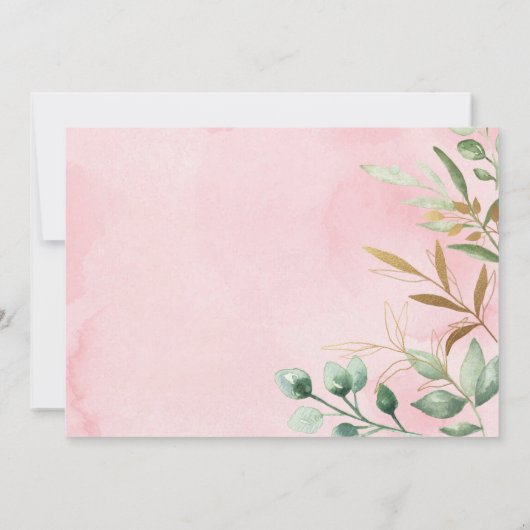 Het is een meisje! Pink Gold Floral Woodland Baby  Kaart (Achterkant)