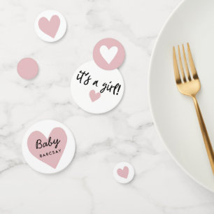 Het is een meisje Pink Modern Heart Baby shower Confetti