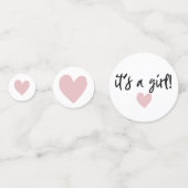 Het is een meisje Pink Modern Heart Baby shower Confetti (Voorkanten)