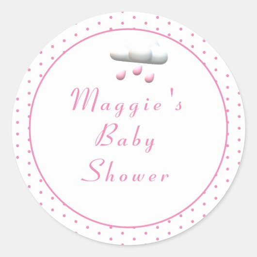 Het is een Meisje Pink Polka-Dot Ronde Sticker (Voorkant)