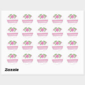Het is een meisje Pink Roses Floral Ronde Sticker (Vel)