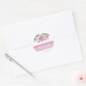Het is een meisje Pink Roses Floral Ronde Sticker (Envelop)