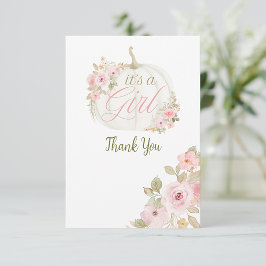 Het is een meisje pompoen Roos Baby shower Dank u Bedankkaart