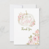 Het is een meisje pompoen Roos Baby shower Dank u Bedankkaart (Voorkant)